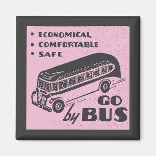 Pink Retro Bus Magnet
