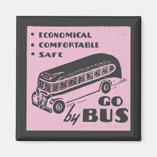 Pink Retro Bus Magnet (Front)