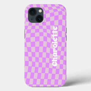 Pink retro checker pattern Case-Mate iPhone case