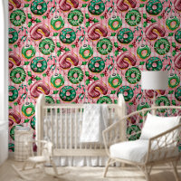 Pink Retro Christmas Doughnuts Pink Tartan Plaid