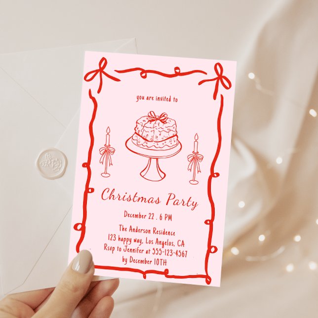 Pink Retro Christmas Party  | Vintage Holiday Invitation (Creator Uploaded)