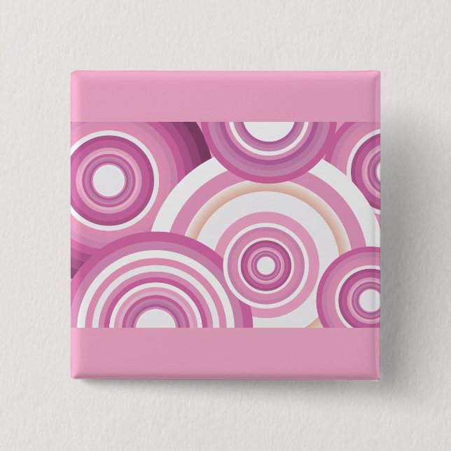 Pink Retro Circles Pattern 15 Cm Square Badge (Front)