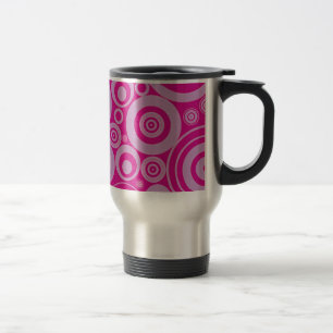 Pink Retro Circles Pattern Travel Mug