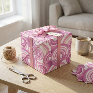 Pink Retro Circles Pattern Wrapping Paper