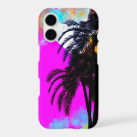 Pink Retro Colourful Summertime Beach Palm Trees