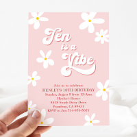 Pink Retro Daisy Ten Is A Vibe Birthday
