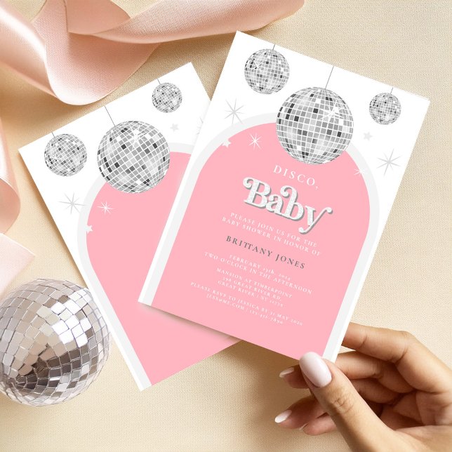 Pink Retro Disco BABY, Baby Shower Invitation (Creator Uploaded)