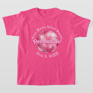 Pink Retro Disco Ball PERSONALIZED T-Shirt