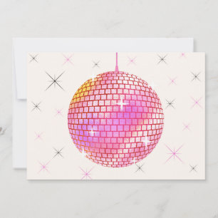 Pink retro disco lights holiday card