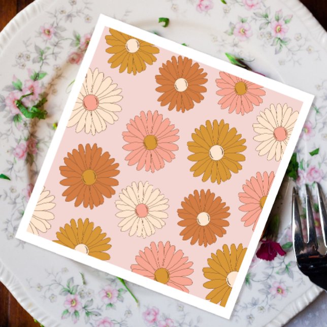 Pink Retro Floral 2nd Birthday Napkin (Creator Uploaded)