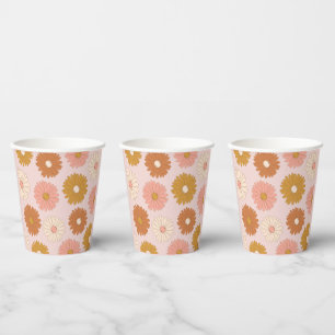 Pink Retro Floral 2nd Birthday Paper Cups