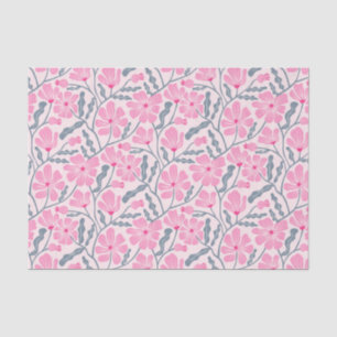 Pink Retro Floral Pattern Tissue Paper