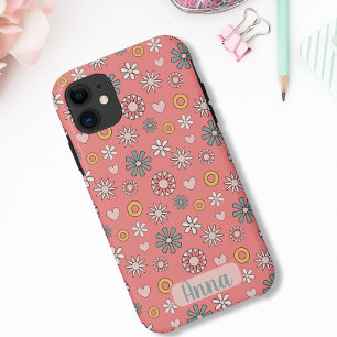 Pink Retro Flower Pattern  Case-Mate iPhone Case