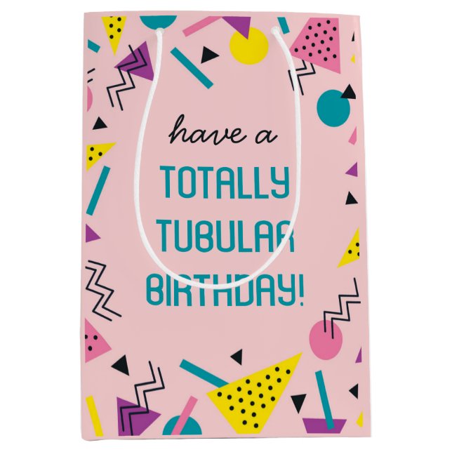 Pink Retro Funny 80s Slang Birthday Gift Bag (Front)