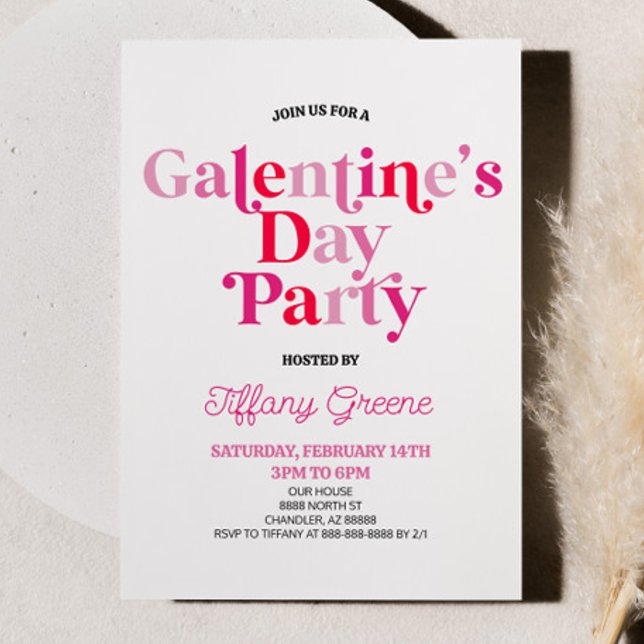 Pink Retro Galentine's Valentine's Day Party Invitation (Creator Uploaded)
