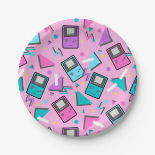 Pink Retro Gaming Paper Plate