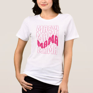 Pink Retro Groovy Cute Mama Mothers Day Mum Tri-Blend Shirt