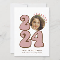 Pink Retro Groovy Fun Script Wildflower Graduation