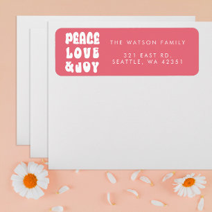 Pink Retro Groovy Peace Love Joy Holiday