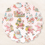 Pink Retro Groovy Santa Claus Christmas Paper Coaster<br><div class="desc">Add a festive and fun touch to your holiday table with these Pink Retro Groovy Santa Claus Christmas Paper Coasters! Featuring a whimsical vintage-inspired Santa design, these coasters are a stylish way to protect your surfaces from drink rings and spills. The vibrant pink and teal colour palette adds a unique,...</div>