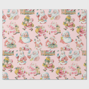 Pink Retro Groovy Santa Claus-Christmas Wrapping Paper