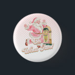 Pink Retro Groovy Santa Claus-Oh What Fun Party<br><div class="desc">Add some retro holiday cheer to your party with this Pink Retro Groovy Santa Claus "Oh What Fun" Party Button! This festive button features a jolly, vintage-style Santa and a cheerful "Oh What Fun" message in a delightful pink and teal colour palette. It's the perfect accessory for guests to wear,...</div>