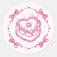 Pink Retro Heart Coquette Cherry Cake Envelope