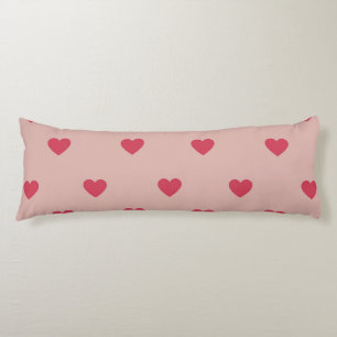 Pink Retro Heart Y2K Pattern With Pink Background Body Cushion