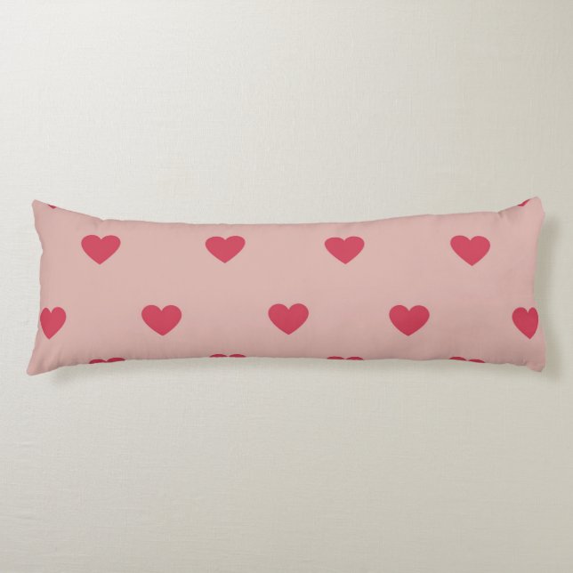 Pink Retro Heart Y2K Pattern With Pink Background Body Cushion (Front)