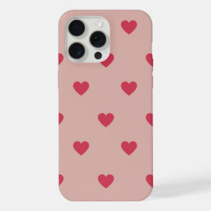 Pink Retro Heart Y2K Pattern With Pink Background iPhone 15 Pro Max Case