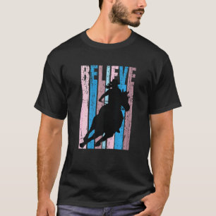 Pink Retro Horse Riding Womens Motivational Inspir T-Shirt