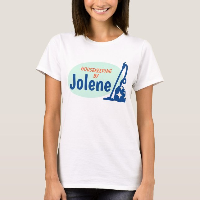 Pink Retro House Cleaning Business Card T-Shirt (Front)