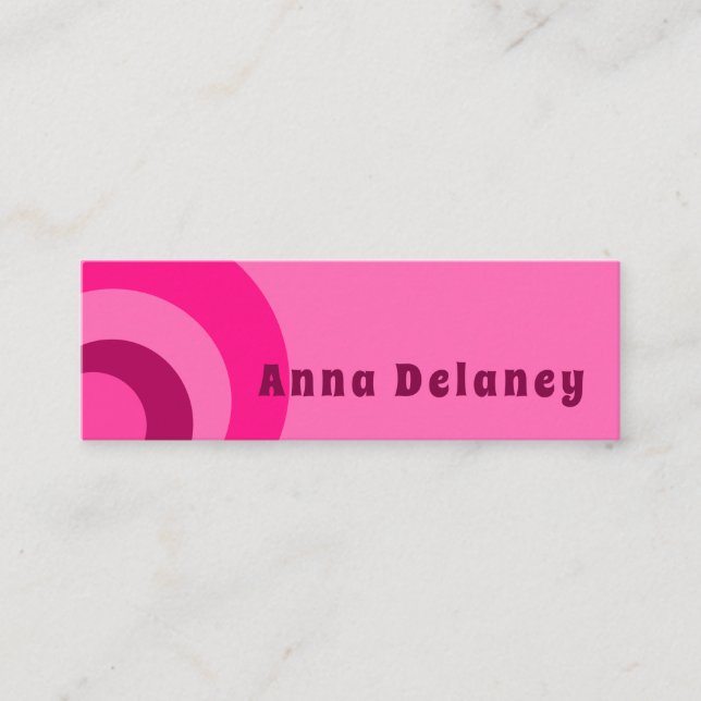 Pink Retro Inspired Mini Business Card (Front)