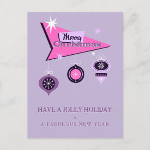 Pink Retro Merry Christmas Billboard Greeting Card
