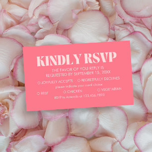 Pink Retro Modern Chic Photo Wedding RSVP Card