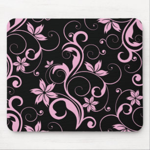 Pink Retro Modern Floral Pattern Elegant Mousepad