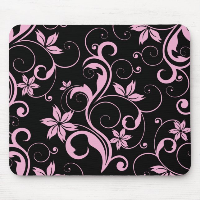Pink Retro Modern Floral Pattern Elegant Mousepad (Front)