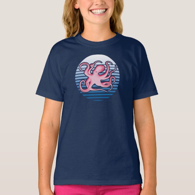 Pink Retro Octopus T-Shirt (Front)