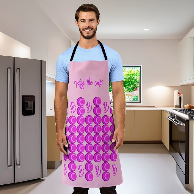 Pink retro pattern in trendy style with monogram apron (Creator Uploaded)