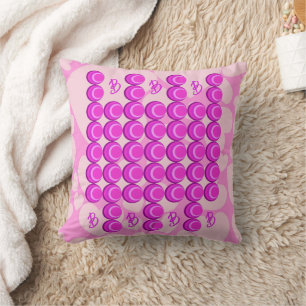 Pink retro pattern in trendy style with monogram cushion