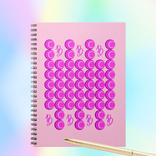 Pink retro pattern in trendy style with monogram notebook