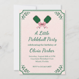 Pink Retro Pickleball Birthday Party Invitation