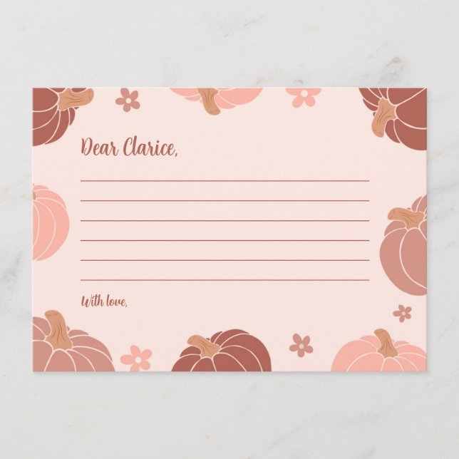 Pink Retro Pumpkin Birthday Time Capsule Notes (Front)