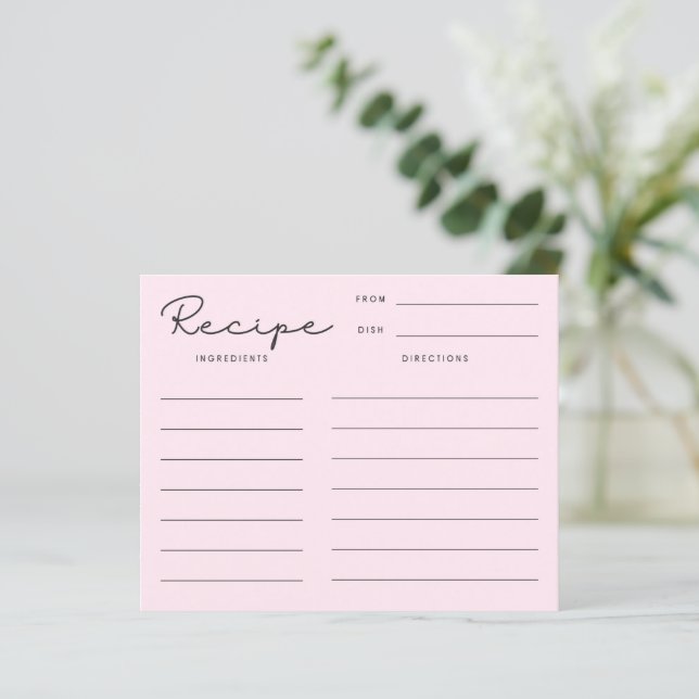 Pink Retro Recipe Card (Standing Front)