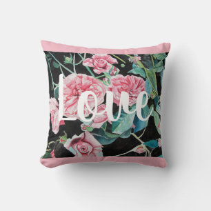 Pink Retro Rose Roses Love Decor Cushion