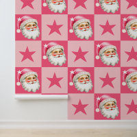 Pink Retro Santa Claus Pink Tartan Plaid Christmas