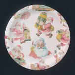 Pink Retro Santa Claus Themed, Christmas Party Paper Plate<br><div class="desc">Get ready to jingle and mingle with these adorable Pink Retro Santa Claus paper plates! Add a touch of vintage charm and festive flair to your holiday celebration with this unique design. Featuring a jolly Santa surrounded by a whimsical pink and teal colour palette, these plates are perfect for serving...</div>