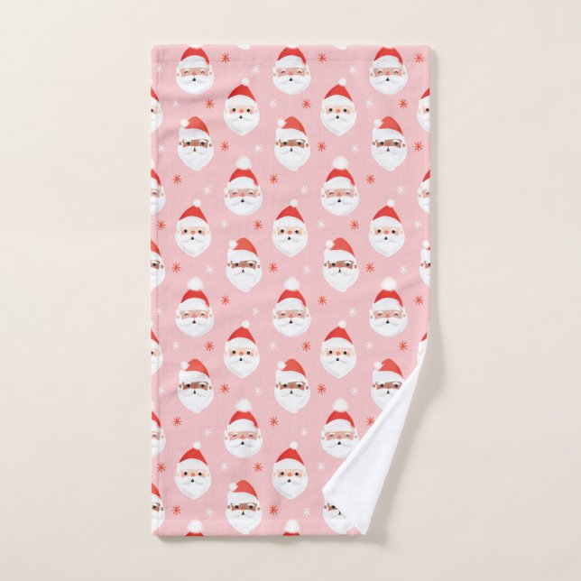 Pink Retro Santa Clause Kitchen Towel (Hand Towel)