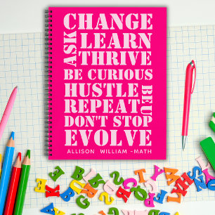 Pink Retro Script Inspirational Spiral Notebook