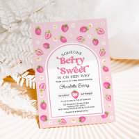Pink Retro Strawberry Berry Sweet Baby Girl Shower